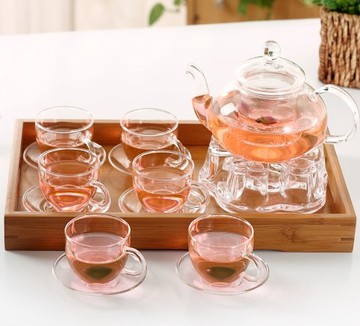 包邮加厚款耐高温功夫玻璃茶具透明过滤花草水果花茶壶套装元旦