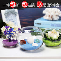 透明创意超白玻璃圆形办公桌面迷你小型生态金鱼缸乌龟缸水培花瓶