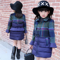 女童棉衣冬装2015新款儿童中长款棉服潮童装中大童时尚两件套