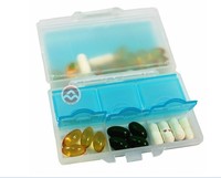 药盒便携一周七格 双层磨砂创意可爱随身药盒 分装收纳药品盒子