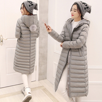 2015冬季新款韩版女装过膝中长款棉衣时尚修身连帽加厚棉服外套潮