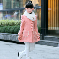 小天鹅童装女童外套加厚冬季韩版新款保暖衣中大童长款毛呢子大衣
