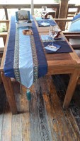 特价包邮高档地中海蓝色简约现代纯色餐桌茶几桌旗床旗成品定制