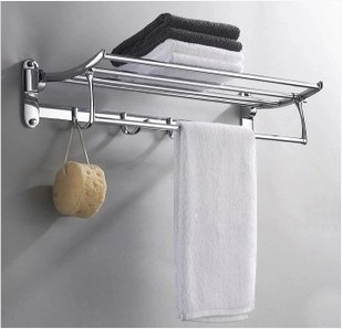 包邮加厚不锈钢毛巾架 卫生间 可折叠浴巾架 带挂钩 活动 毛巾架