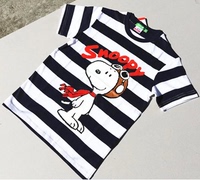 香港bossini kids堡狮龙正品2015新男童史努比限量条纹短袖T恤