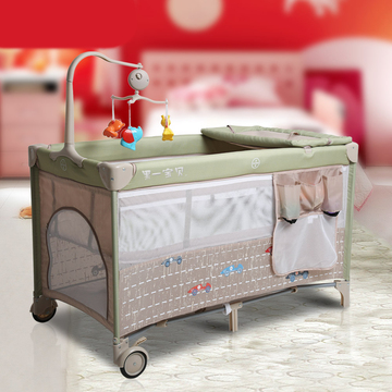 果一宝宝多功能可折叠婴儿床 意大利便携游戏床儿童床宝宝摇篮床