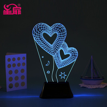 创意3D视觉立体灯小夜灯卧室客厅个性台灯结婚创意生日礼物礼品