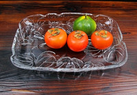 包邮透明水晶玻璃果盘长方形水果盘果斗茶盘壶水杯托盘平盘