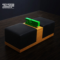 众匠坊ZJF 箱包店休息凳双人沙发凳子试换鞋凳黑色皮革 D2-B0107