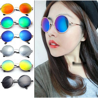 2016年韩版时尚圆形太阳眼镜太子镜反光眼镜男女士潮炫彩眼镜墨镜