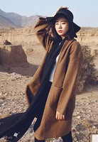 korea-sister 韩系复古大牌范儿 慵懒随性羊毛呢子大衣外套