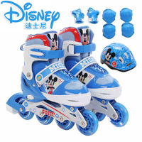 DISNEY迪士尼男童女童儿童溜冰鞋防臭可调小孩汗旱冰鞋闪光轮滑鞋