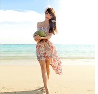 春季显瘦欧美沙滩裙波西米亚显瘦背心款连衣裙牛奶丝沙滩仙女长裙