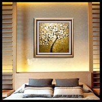 纯手绘厚彩抽象发财树油画现代酒店会所样板房卧室餐客厅装饰挂画