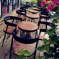 休闲咖啡厅桌椅组合铁艺复古酒吧桌椅三件套阳台茶几小圆桌椅家具