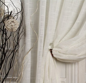 窗帘窗纱 客厅卧室飘窗阳台高档白色纱帘成品定制简约亚麻纯色