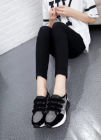 春秋季韩国气垫鞋女鞋运动休闲鞋黑白厚底跑步鞋子学院风潮