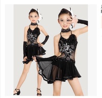特价儿童拉丁舞表演服装女童舞蹈少儿新款拉丁黑色比赛演出服