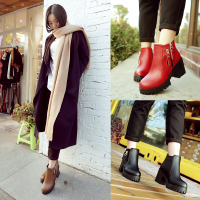【天天特价】加棉靴保暖高跟秋冬季新款短靴35-39大小码皮子女靴