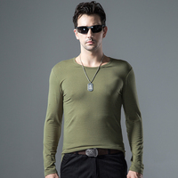 2015秋季新款男士纯色简单款长袖T恤 户外军旅风男士秋季打底衫潮