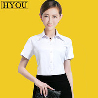 夏季职业衬衫女短袖工作服正装韩版白领女装修身OL工装大码白衬衣