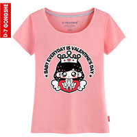 第七公社 可爱公主风糖果色T恤 2015夏装新款韩版印花短袖T恤衫潮
