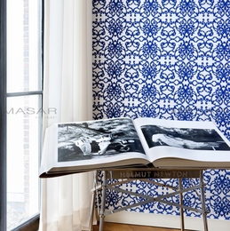 荷兰原装进口壁纸 蓝白色墙纸 卧室客厅背景墙 简约北欧风格MT13