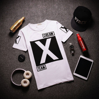 2015夏季男士嘻哈潮流潮牌大写字母X印花图案短T时尚单品纯棉t恤