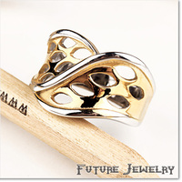 韩版霸气金银色朋克个性设计演出 男女士通用钛钢戒指环 特价包邮
