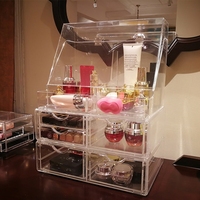 大号韩式化妆品收纳盒透明防尘翻盖护肤品整理盒卧室梳妆台化妆盒