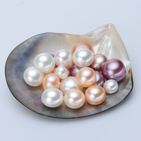 diy 天然淡水珍珠5A级扁圆形裸珠散珠  无瑕馒头珠半成品原料
