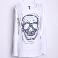 2014YILE CITY专柜正品 创意搞怪 欧美人气链条骷髅秋装棉T恤