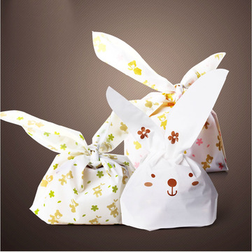迷你小萌兔 超可爱白色兔耳朵包装袋 西点袋巧克力袋蛋糕袋5个装