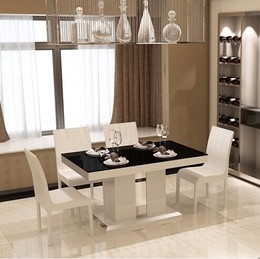 梦瑞亚家具餐桌伸缩功能餐台饭桌 现代简约小户型折叠 餐桌椅组合