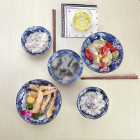 miske景德镇7件套日韩式陶瓷碗碟套装餐具 家用创意简约碗盘
