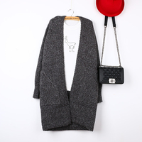 秋冬季2015新款韩版女装针织开衫毛衣大码宽松复古加厚中长款外套