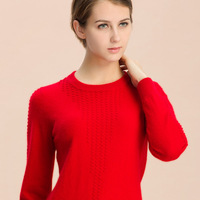 100%纯山羊绒衫 2015秋冬新款女装圆领修身套头羊毛纯色针织毛衣