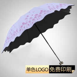 超轻晴雨两用伞女防晒黑胶太阳伞紫外线三折伞折叠雨伞遮阳伞