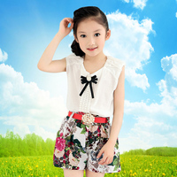 童装女童夏装2015新款韩版儿童潮休闲两件套中大童短裤运动套装