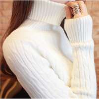 兔绒包芯纱冬季新品2015韩国高领长袖麻花毛衣女修身打底衫