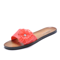 特价夏季新款韩版凉拖鞋女平跟时尚山茶花塑胶木纹一字拖防滑拖鞋