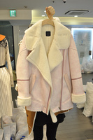 2015冬装新款韩版羊羔毛外套女中长款麂皮绒机车外套羊羔绒棉衣