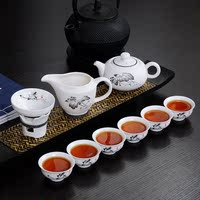 特价功夫茶具套装 粗陶茶具 促销磨砂白瓷茶具 可加logo广告礼品