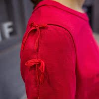 正品2015早秋新款套装连衣裙红色上衣黑色短裙两件套打底裙蓬蓬裙