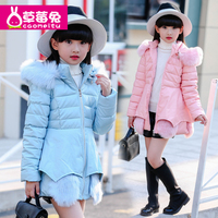 儿童棉衣冬季童装女童棉袄韩版中大童pu皮棉服2016冬装新款