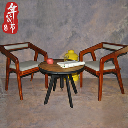 定制北欧餐厅咖啡厅餐椅复古靠背实木扶手椅子原木家用餐椅办公椅