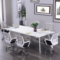 办公家具会议桌长桌钢木洽谈开会桌小型白色烤漆会议桌简约现代