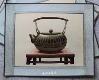 苏绣成品 板凳上的茶壶 沏茶饰品 茶馆装饰画 玄关画 仿古画刺绣