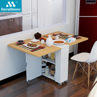 定制折叠餐桌简约伸缩餐桌小户型多功能餐桌家用可移动餐桌带滑轮