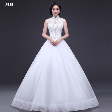 夏新款韩式婚纱礼服 修身简约齐地孕妇新娘结婚显瘦绑带婚纱